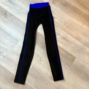 Calzedonia High Waist Leggings Fold Down Waistband Blue Stripe Black Size Small